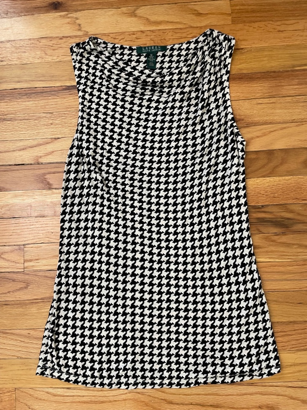 Lauren Ralph Lauren Black & White Houndstooth Sleeveless Blouse